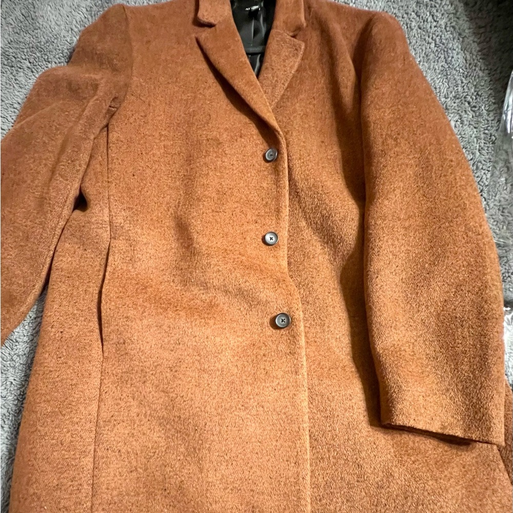 Alfani Tan Trench Coat Classic Tailored Wool Blend
